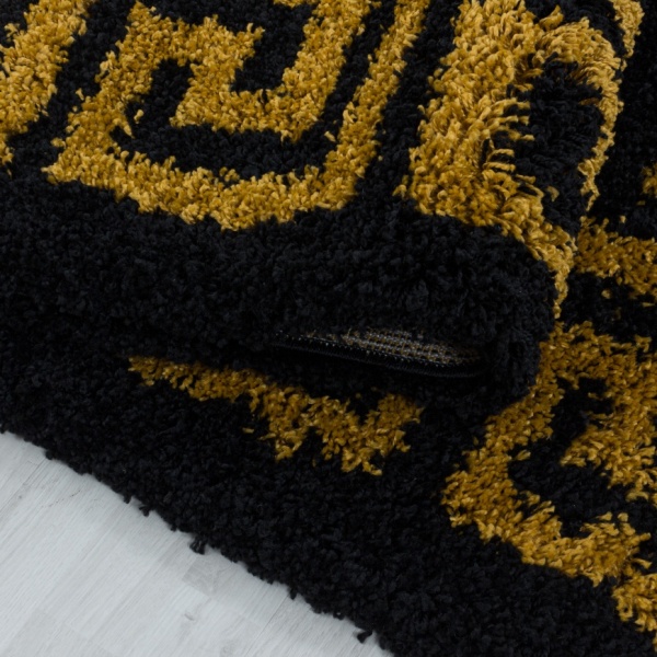 Hera Shaggy Modern Border Gold Rug